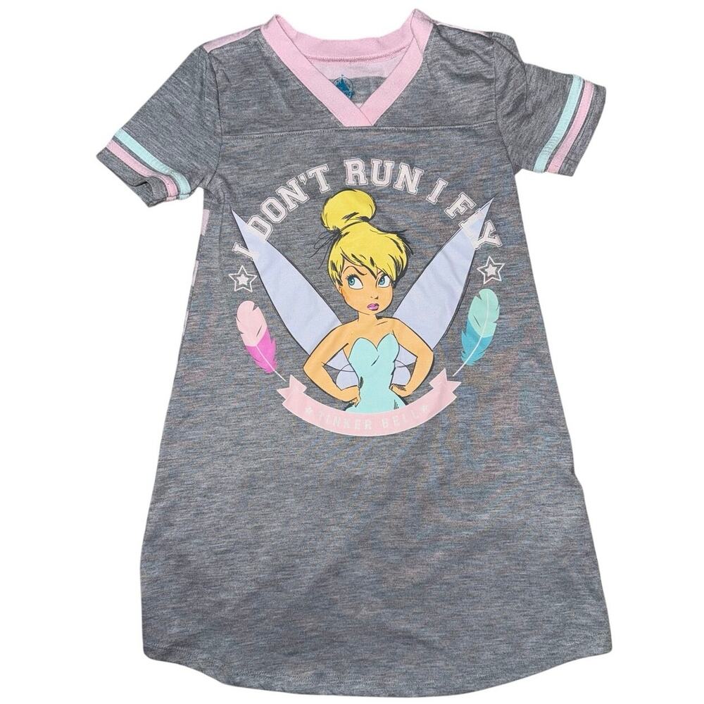 Tinkerbell nightgown Peter Pan Disney store "I don't run I fly" quote girls 5/6